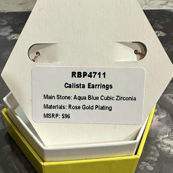 🌊✨ Bomb Party “Calista” Hoop Earrings – Aqua Blue CZ + Rose Gold Plating ✨🌊 - Picture 4 of 4